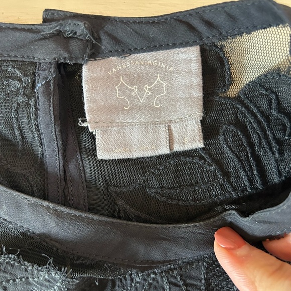 Anthropologie Vanessa Virginia Black Lace Sheer Top Size 8 Whimsygoth Witchy - Picture 3 of 10